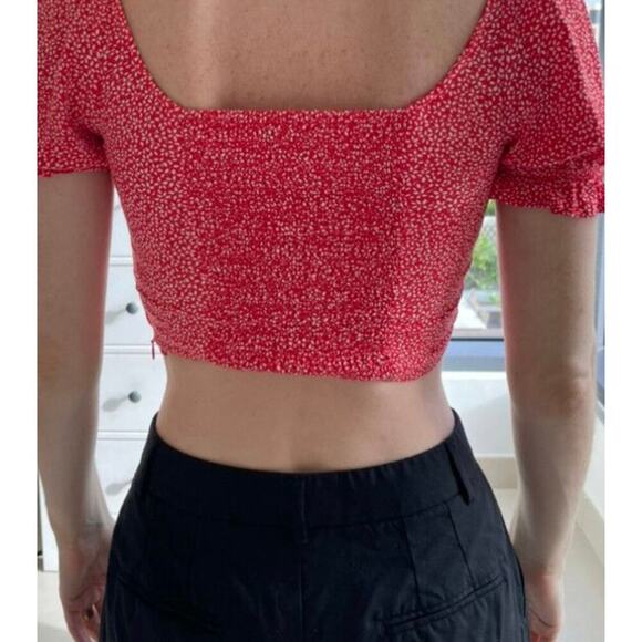 & Other Stories 10 crepe cropped top bow ruffled tied front side zip closure - Picture 5 of 11